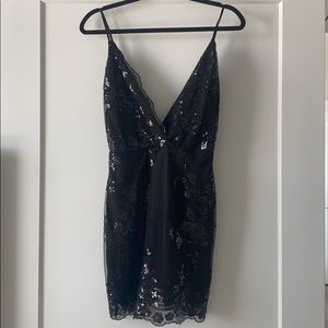Superdown Black Sequins Mini Dress